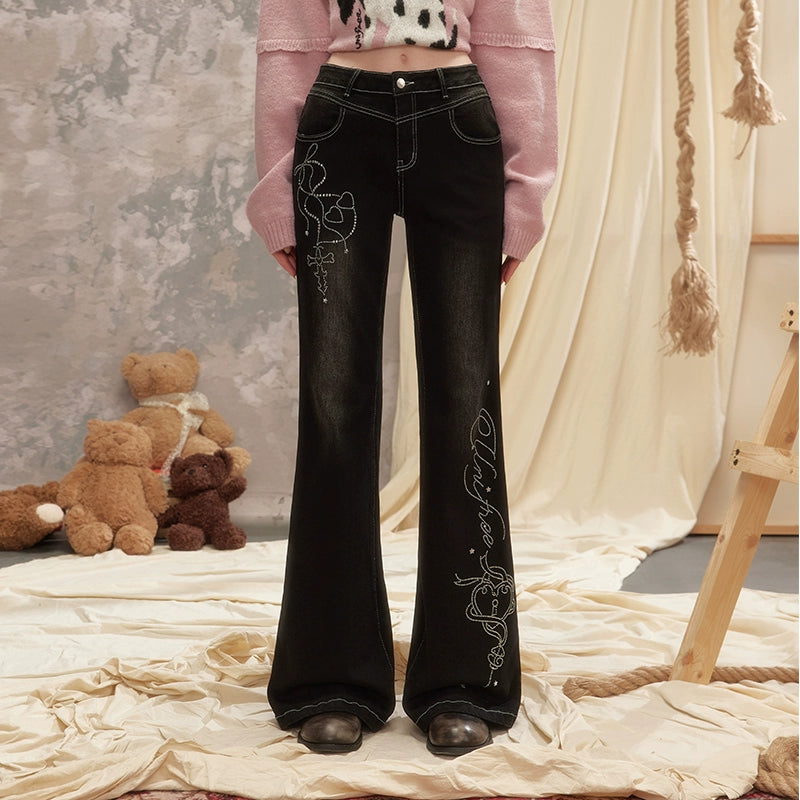 UNIFREE Hot Diamond Narrow Edition Non-stick Leg Slightly Mopping Jeans