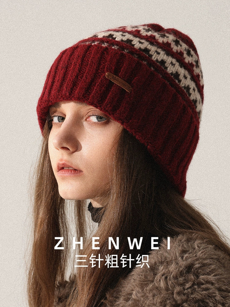 ZHENWEI Big Head Circumference Thick Knitted Hat