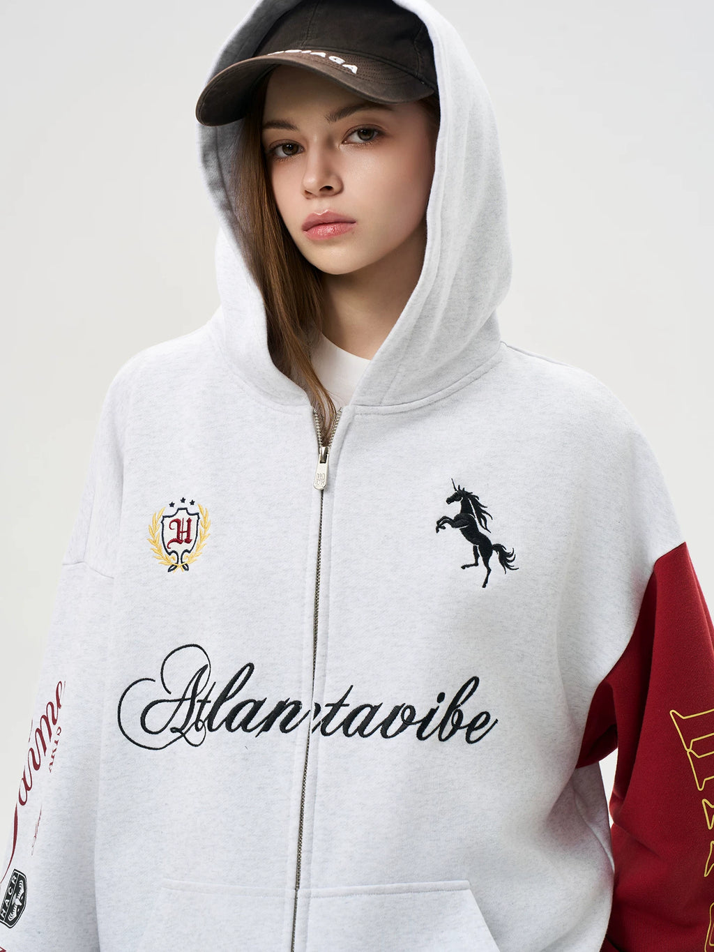 HACR Vintage Contrasting Embroidered Loose Coat
