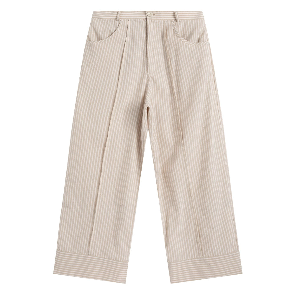 Loopsoon Vintage Striped Casual Versatile Straight Wide Leg Pants
