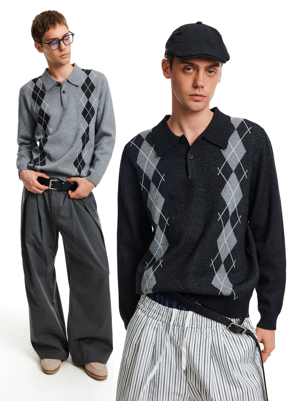MADWITCH Vintage Contrasting Rhombus Knitted Sweater