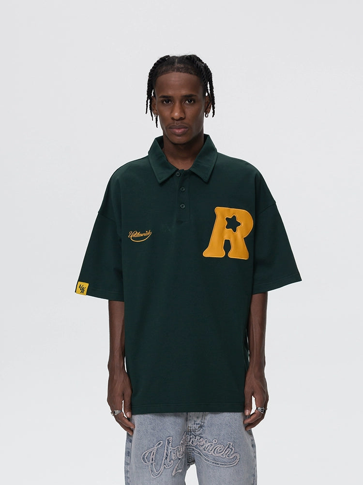 UNTILWERICH Vintage Polo Shirt Lapel Embroidered Tee