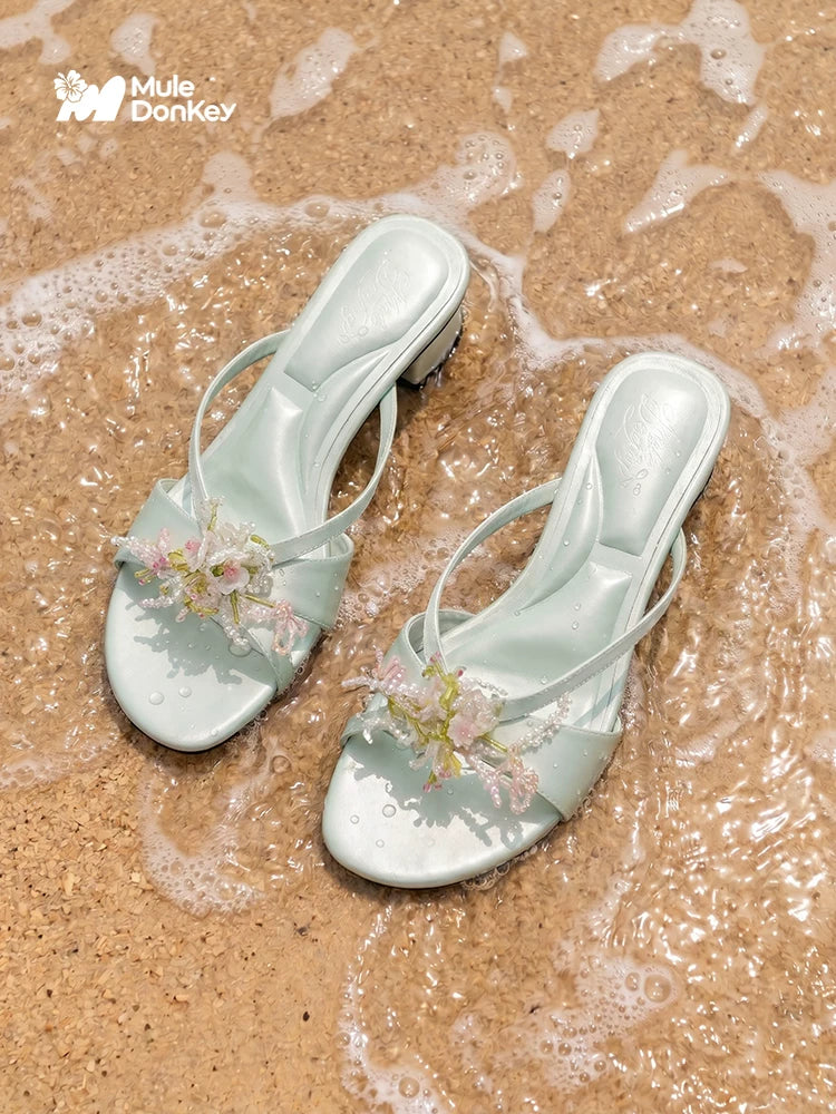 Donkey Flowers in Thick Heel Sandals