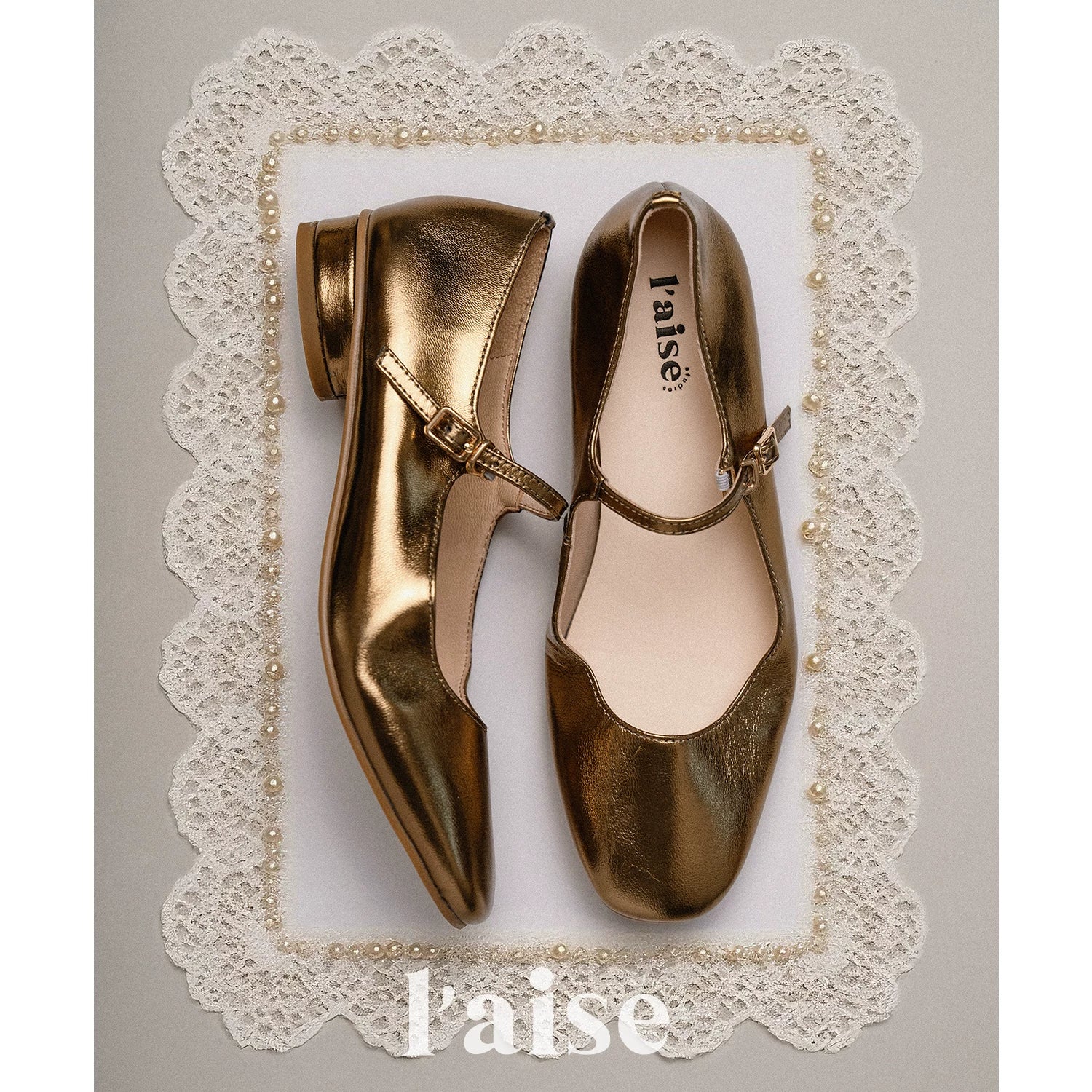 L'aise Pleated Cowhide Comfortable Shoes