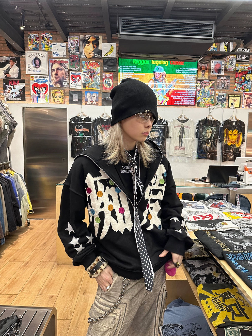 CHAI Infatuated with Embroidered Versatile Hooded Zip-up Jacket