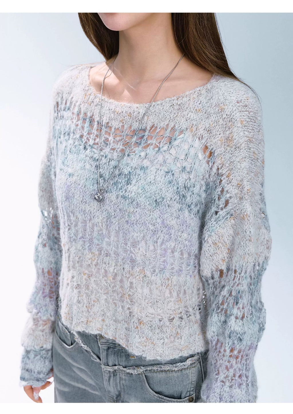 Ablueberry Hollow Short Loose Lazy Casual Sweater