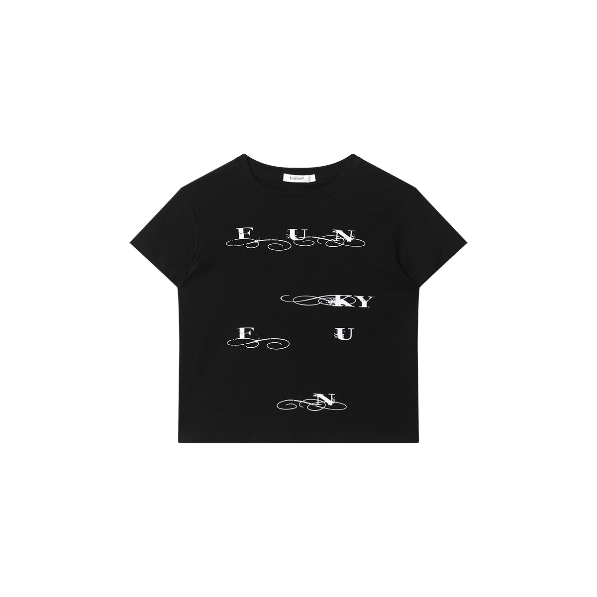 FUNKYFUN Flower Type Brand Logo Flocking Printing Tee