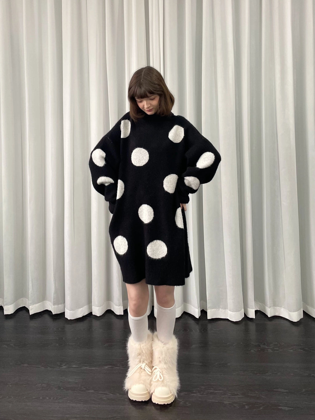 Loosesmell Polka Dot Long Sweater
