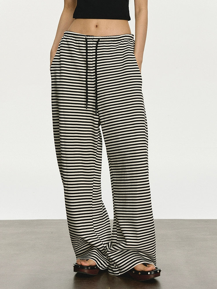 Anna Aneae Striped Lazy Loose Casual Straight Pants