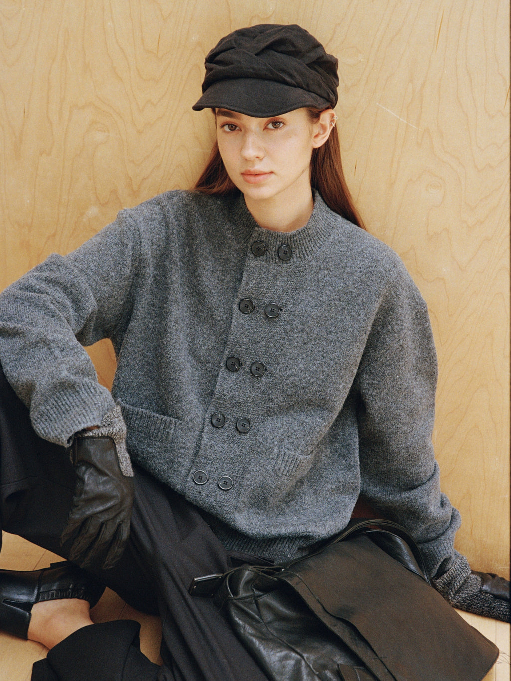VLABMADE Vintage Double-breasted Crew-neck Knitted Cardigan