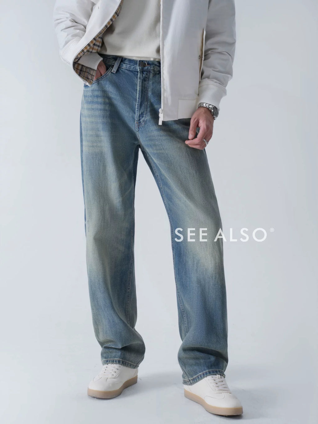 SEE ALSO Super Worsted Combed Cotton Loose Straight Jeans