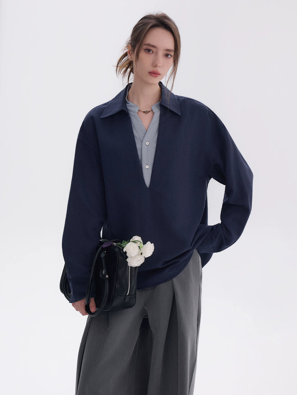 CHOR Fake Two-piece Double-neck Shirt