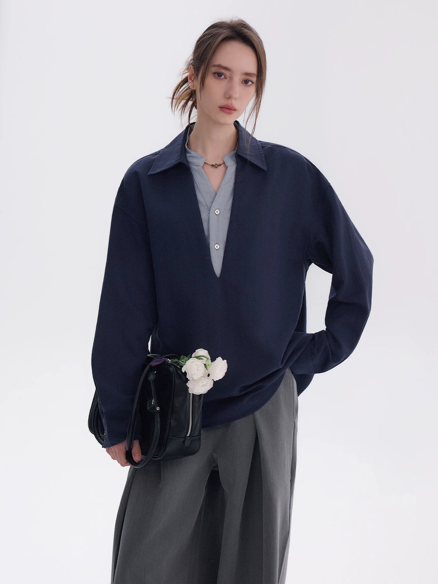 CHOR Fake Two-piece Double-neck Shirt
