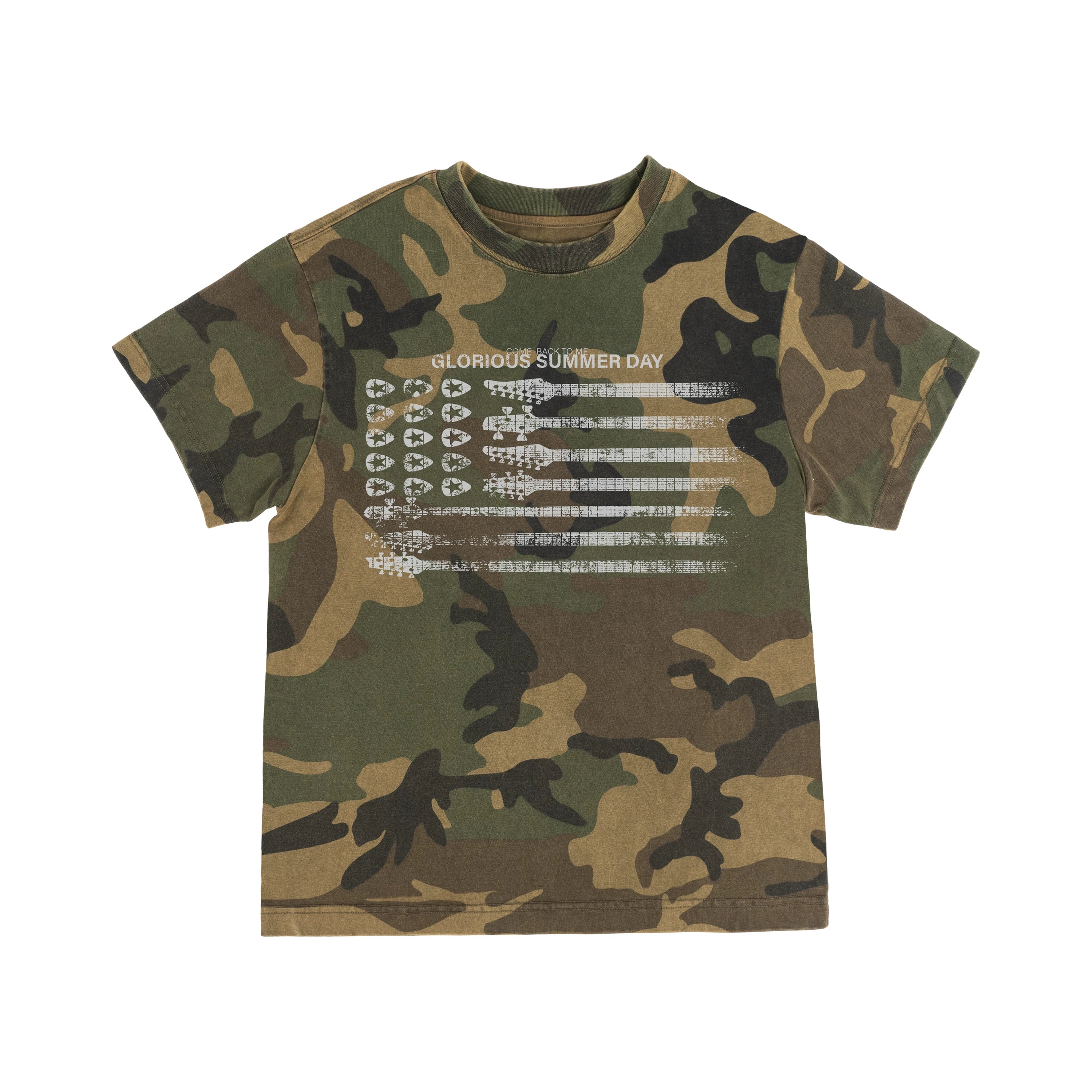 ANTIDOTE Camouflage Guitar Print Crew Neck Tee