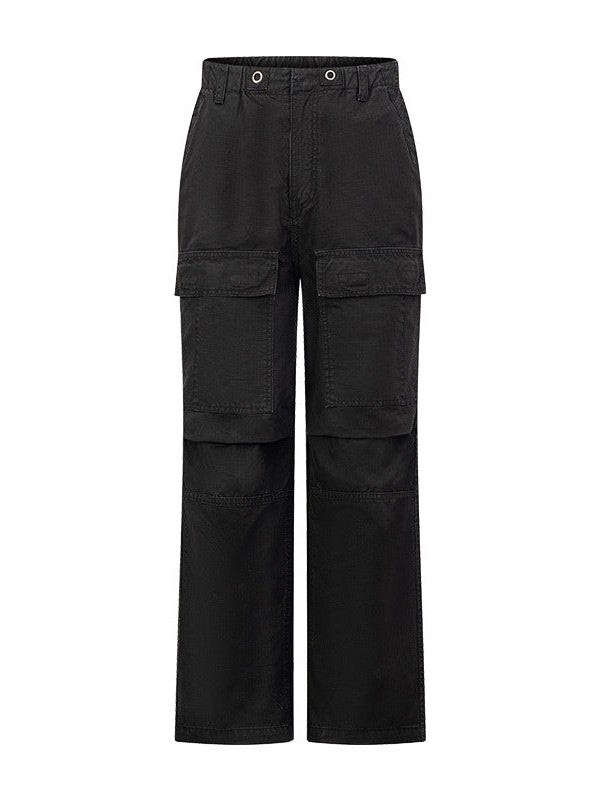 UNF washed old stone grinding white paratrooper pants