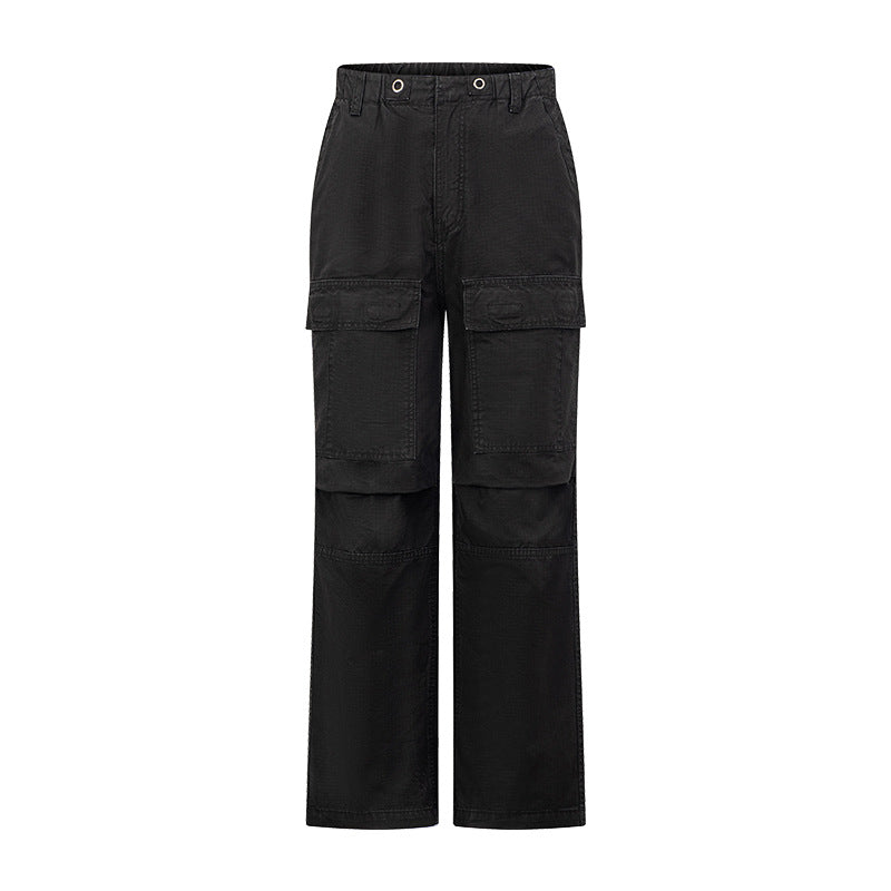 UNF washed old stone grinding white paratrooper pants