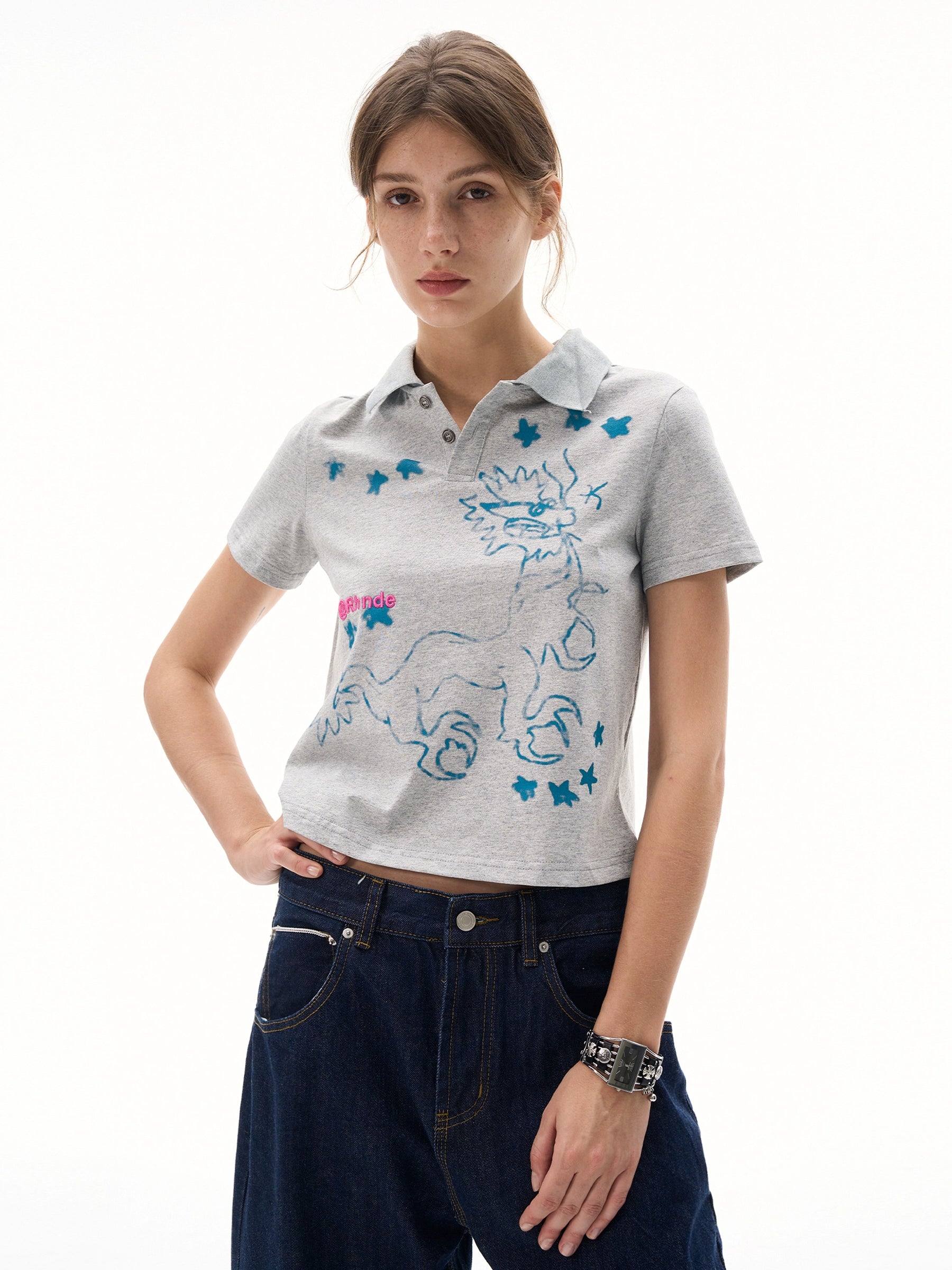 MADWITCH Vintage Graffiti Print Front Shoulder Tee