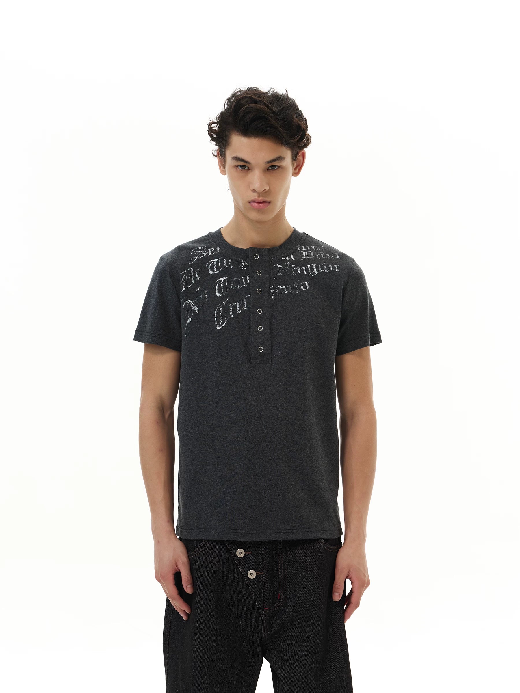 WLNEXT Front Shoulder Premium Sense Henry Collar Tee