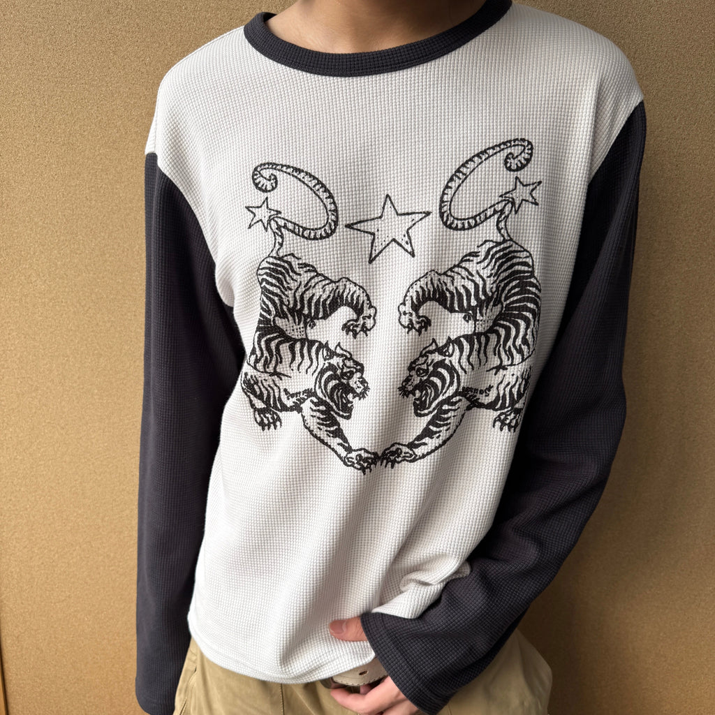InsGale Tiger Splicing Rough Sleeve Long Sleeve