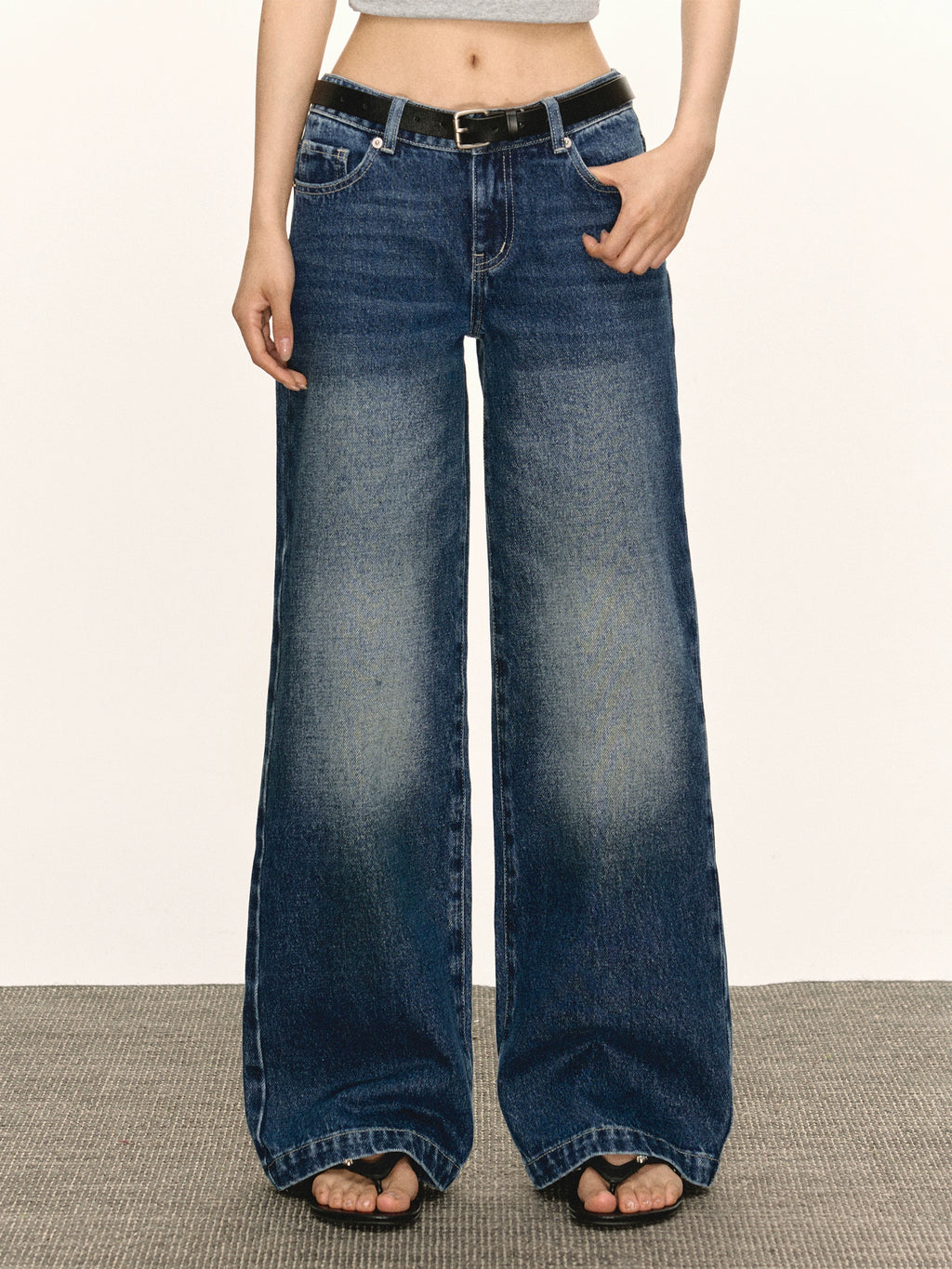 Ariseism Vintage Low Waist Wide Leg Jeans