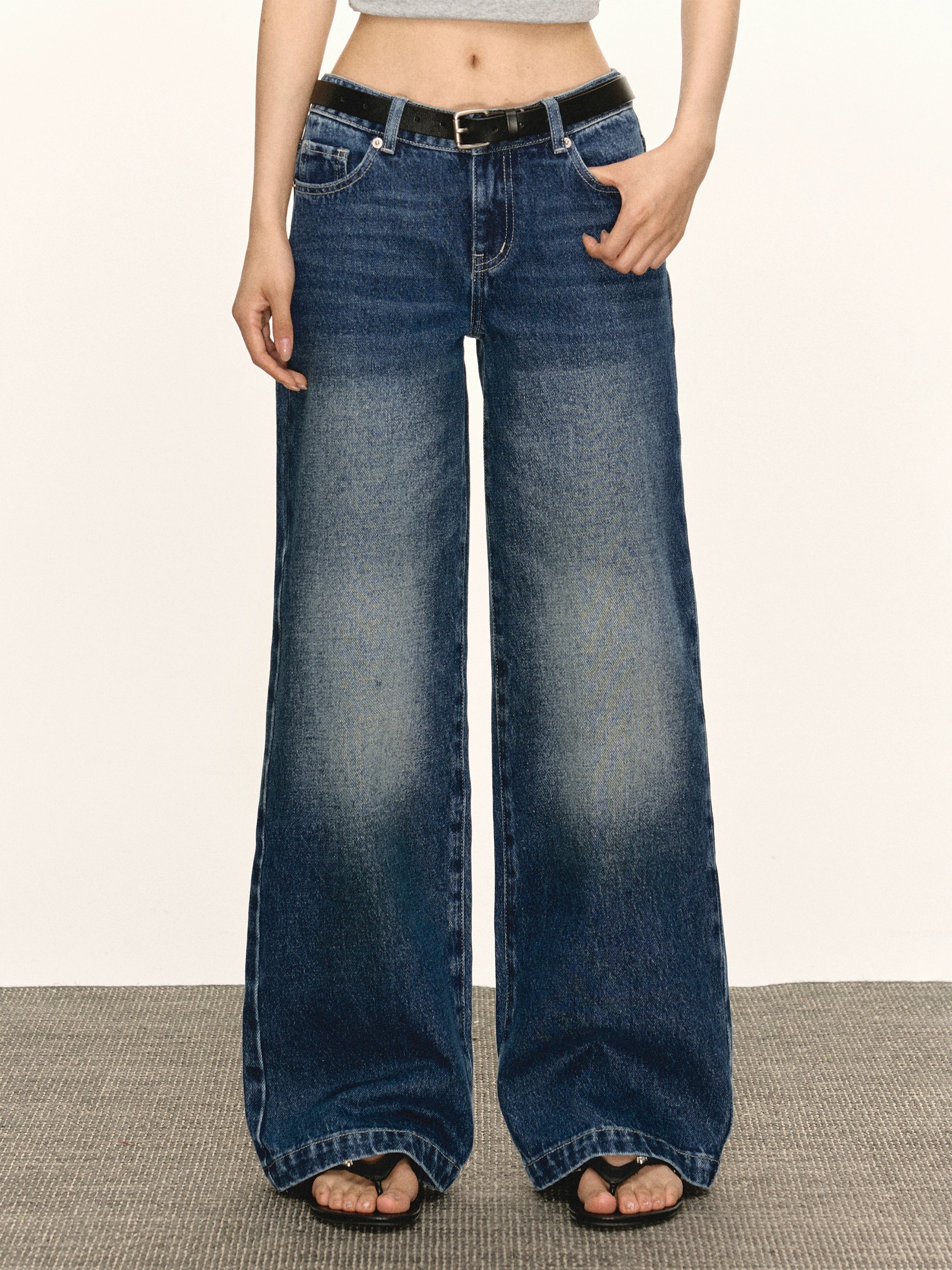 Ariseism Vintage Low Waist Wide Leg Jeans