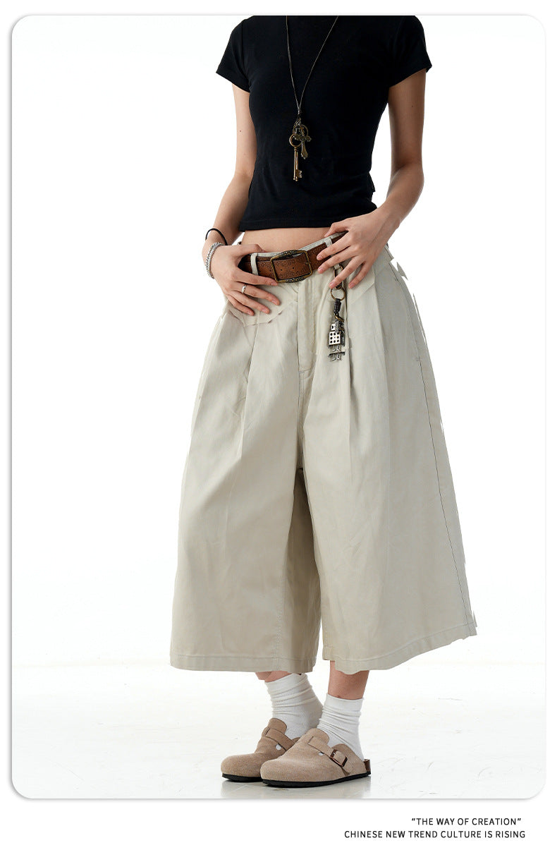 11KN Retro Simple Tooling Cropped Pants