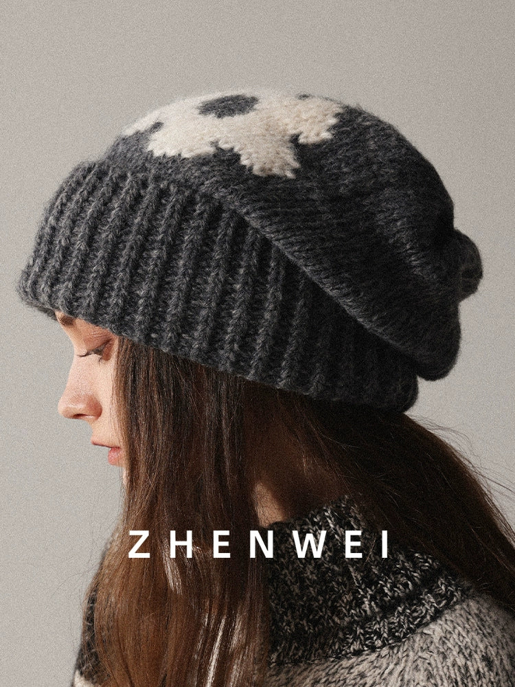 ZHENWEI Woolen Knitted Hat with Large Head Circumference