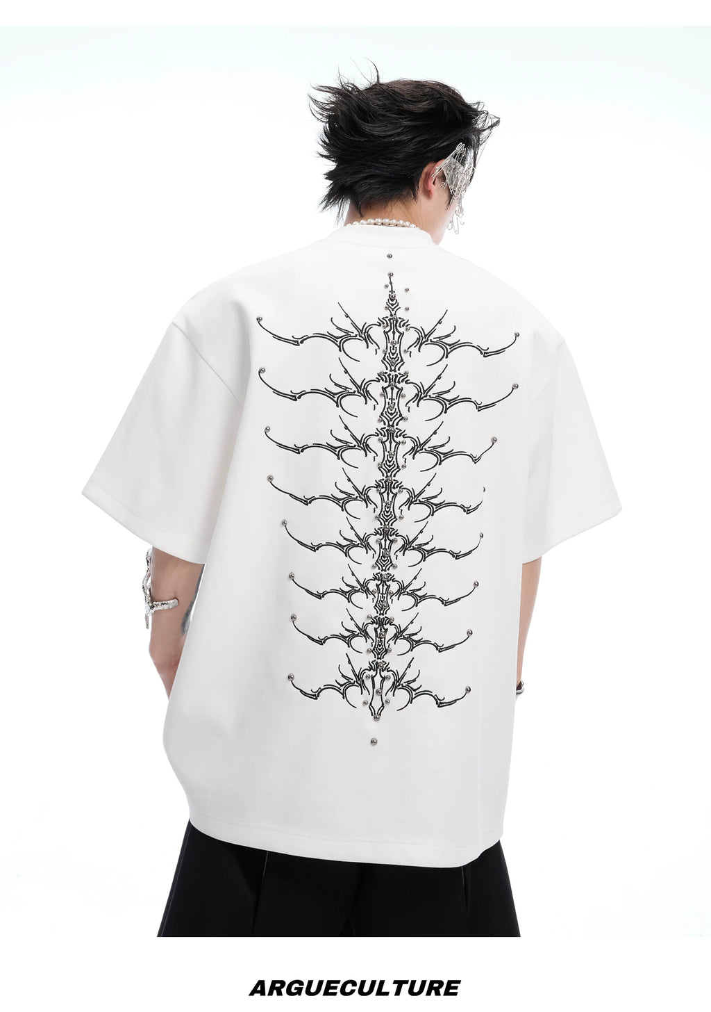 ArguECulturE Rivet Spine Embroidery Loose Tee