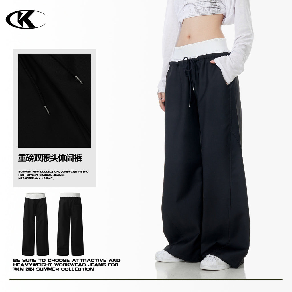 11KN Women Fake couple wide-leg straight pants