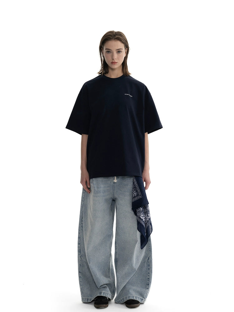 Loopsoon Back Printed Logo Casual Loose Tee