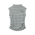 Nariele Contrast Striped Wrinkle Waist Design Vest