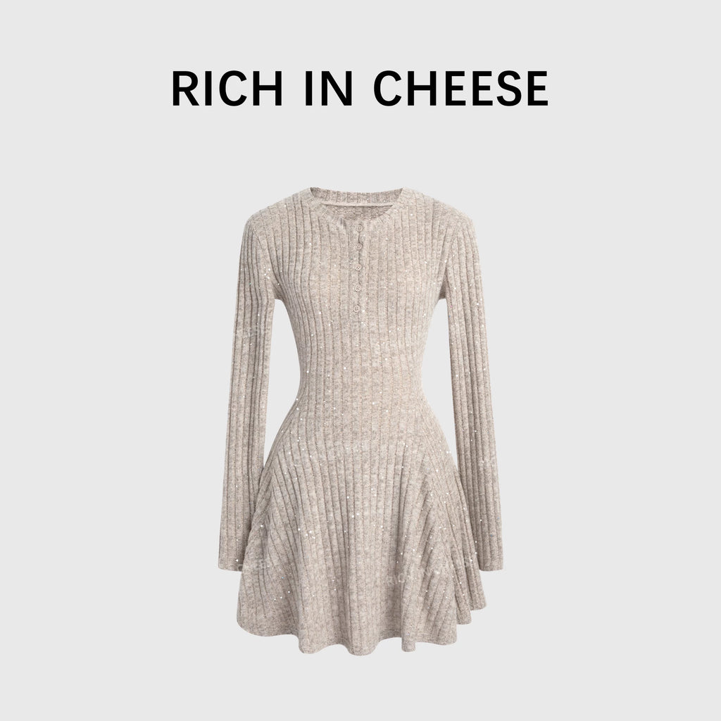 RICH IN CHEESE  Knitted Waist Dress