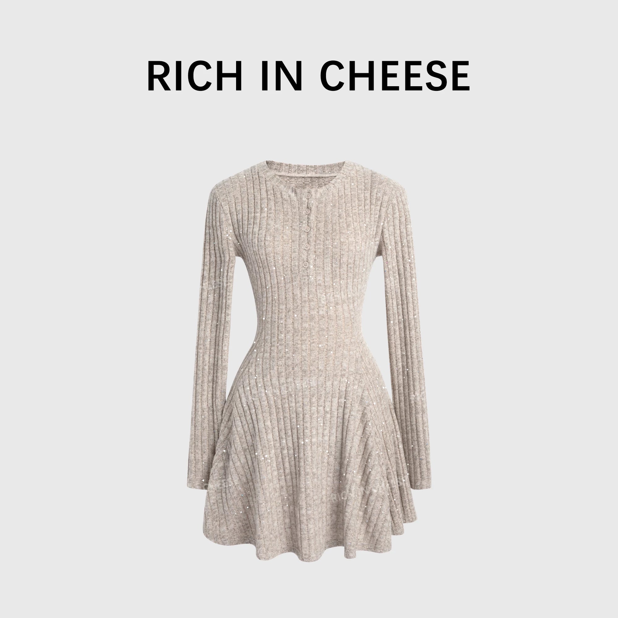 RICH IN CHEESE  Knitted Waist Dress