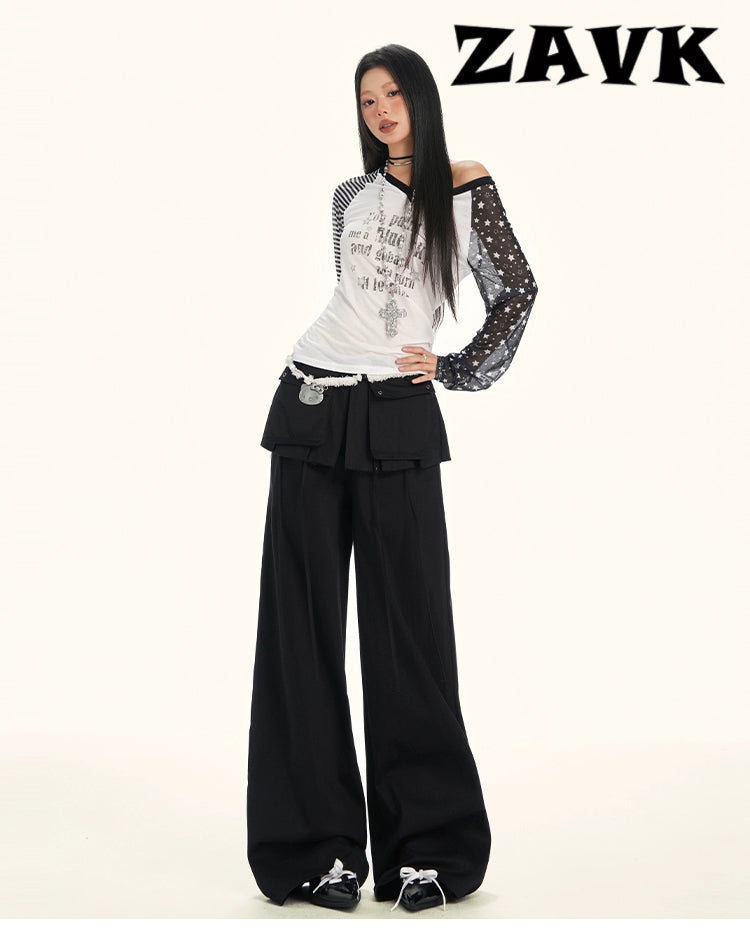 ZAVK Fake Two-piece Wide-leg Slacks