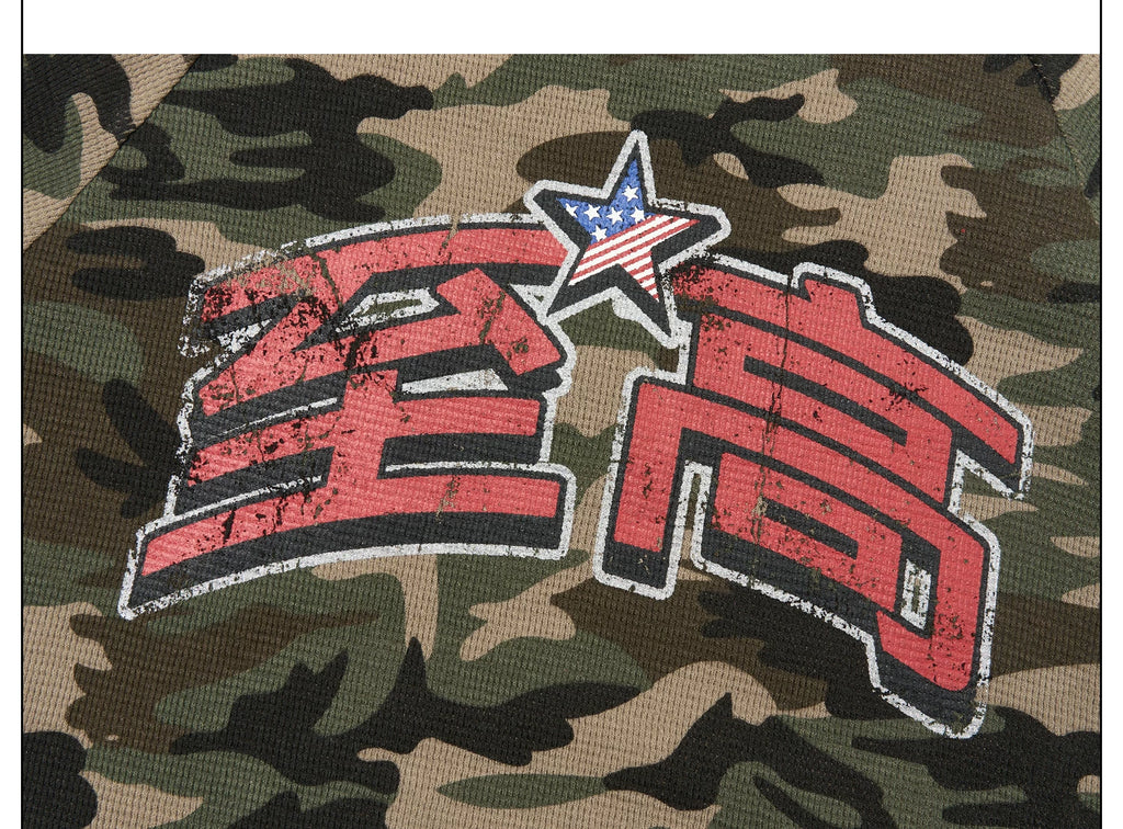 SAXGENWON Waffle Camouflage Knitted Long Sleeves