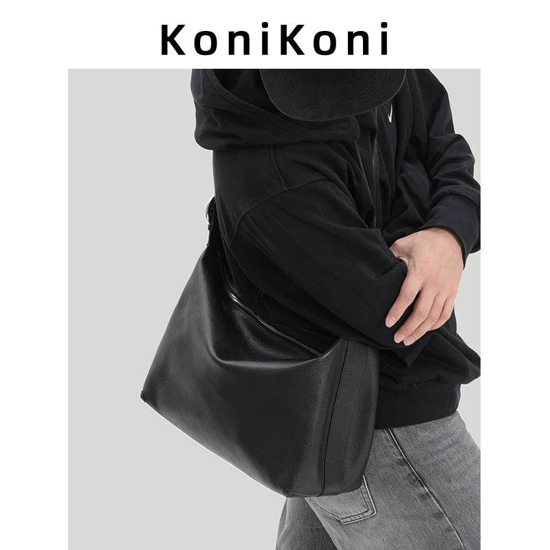 KoniKoni Leather Crossbody Tote Bag