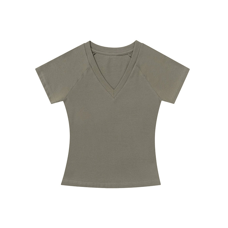 AIRHOOD Simple  Slim Low V Neck Tee