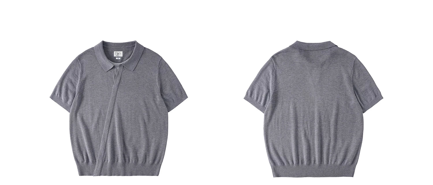 LR MADE Knitted Fake Two-piece Casual Tee