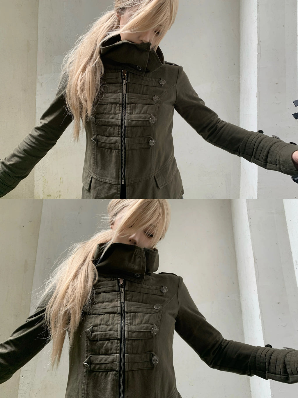 Imdelusion Napoleon Pile Collar Washed Heavy Slim Jacket