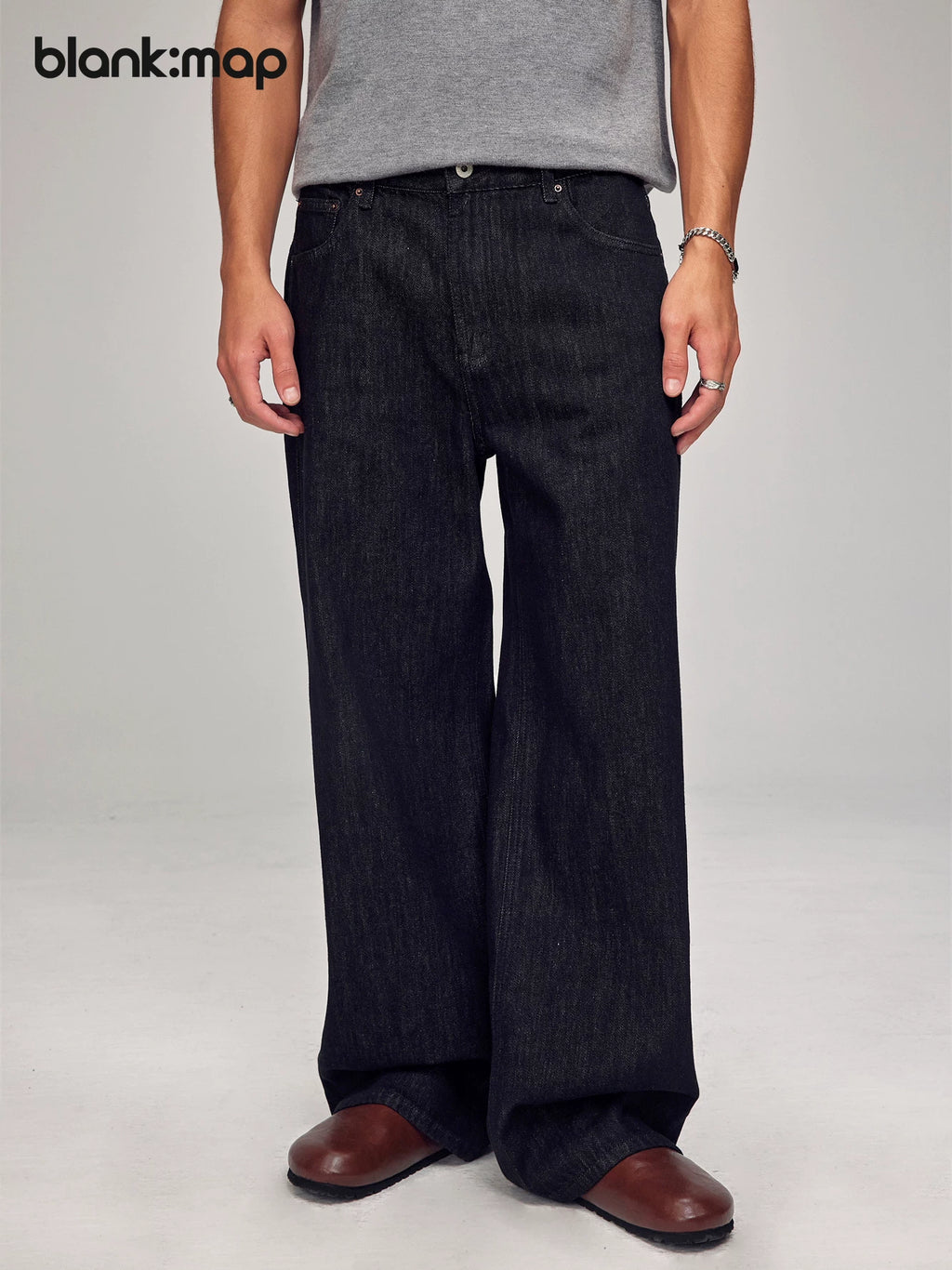 Blank Map Loose Straight Jeans