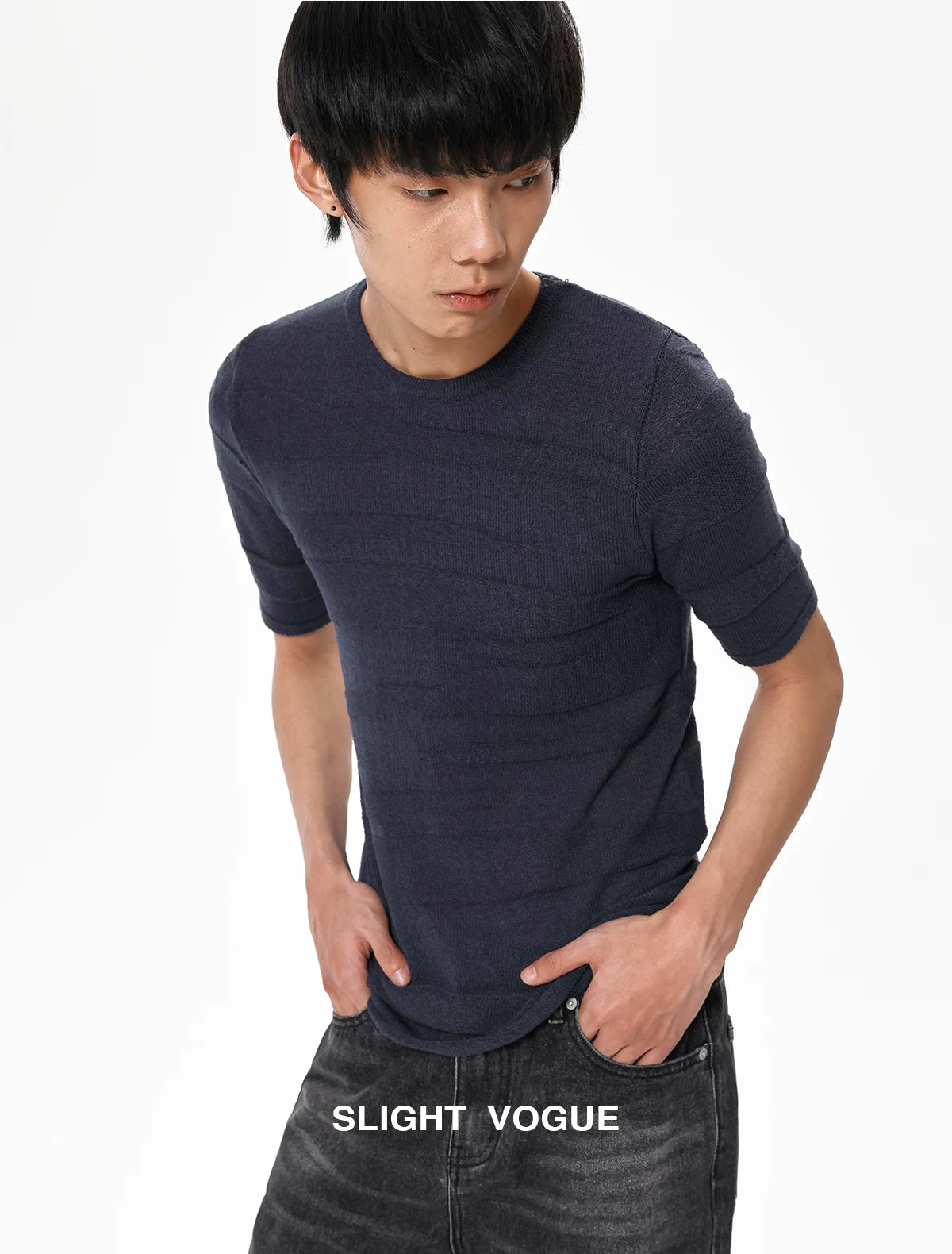 Slight Vogue Camouflage Ice Silk Woolen Casual Tee