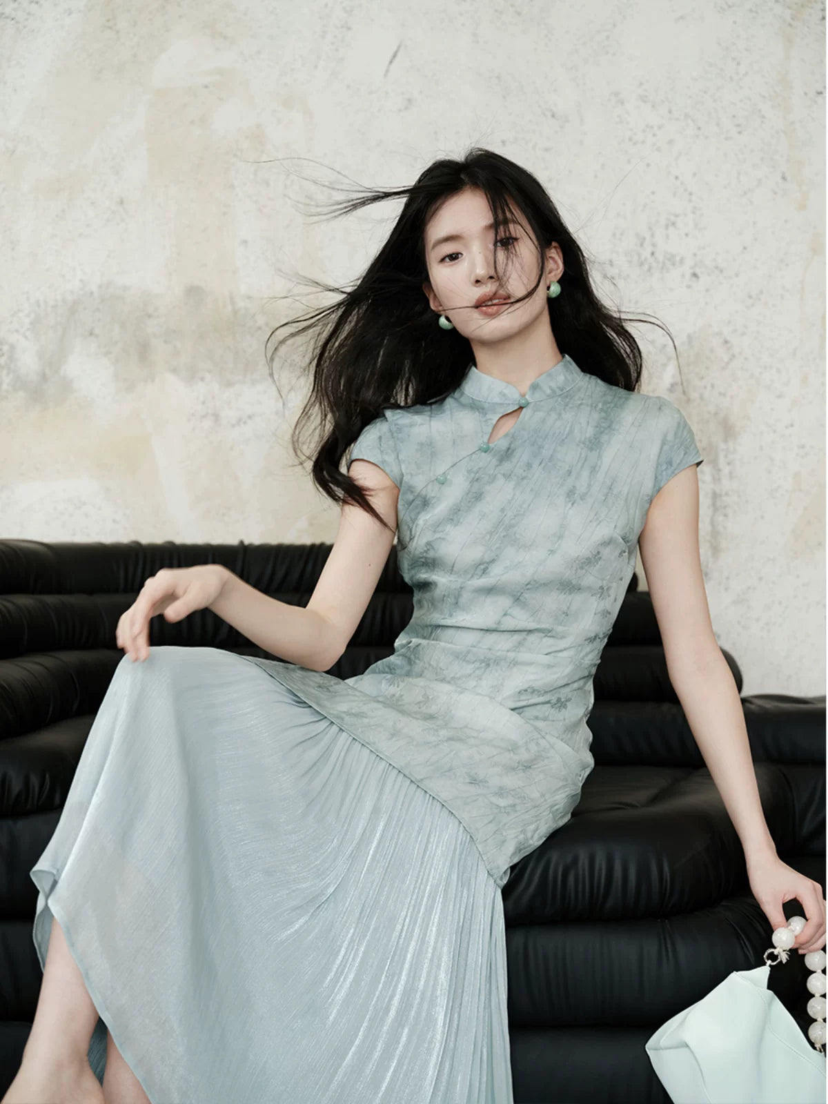 TYANG Tencel Jacquard Cheongsam Temperament Dress