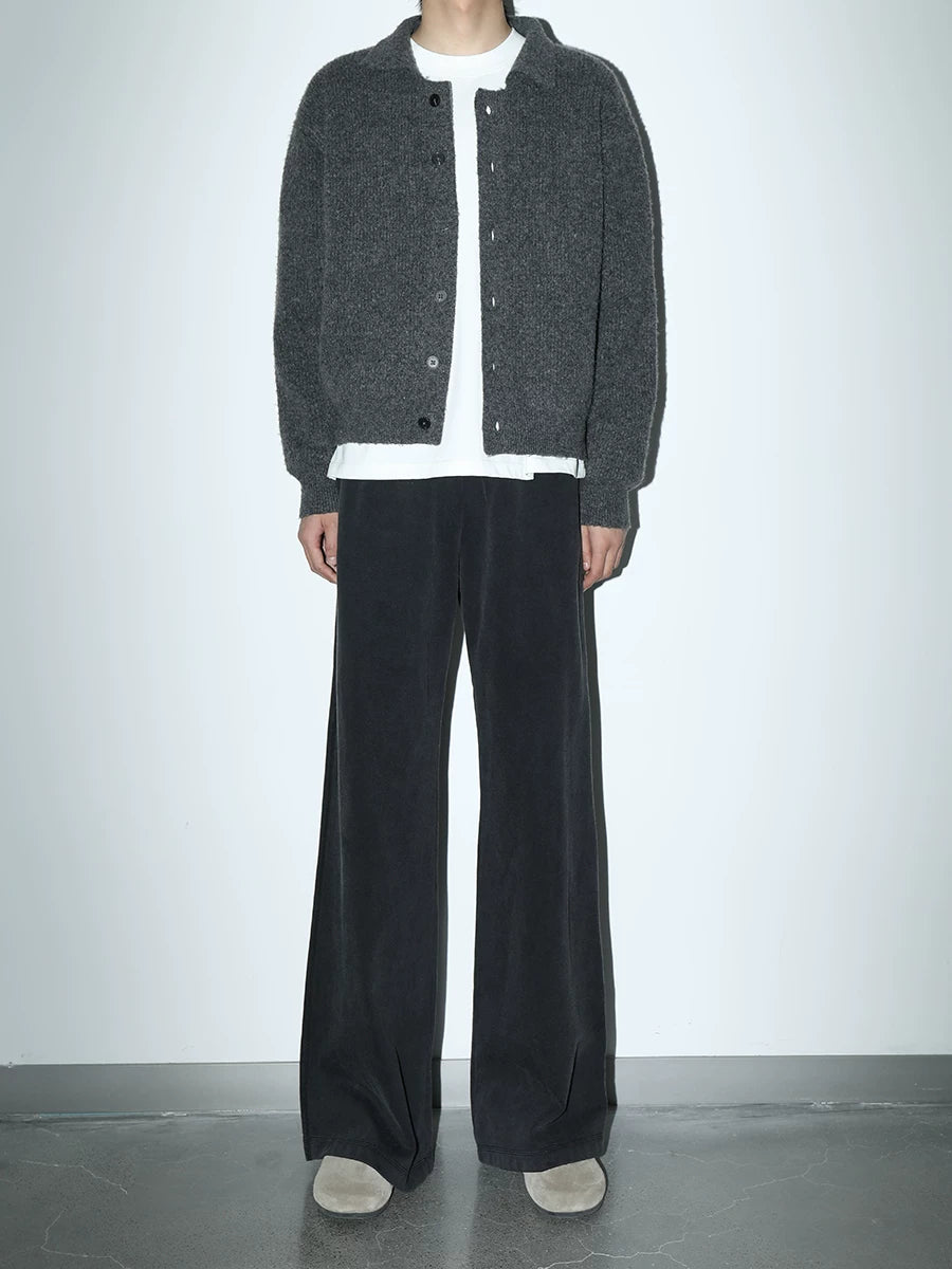 PLUS NO LOGO Thickened Lapel Short Sweater Cardigan