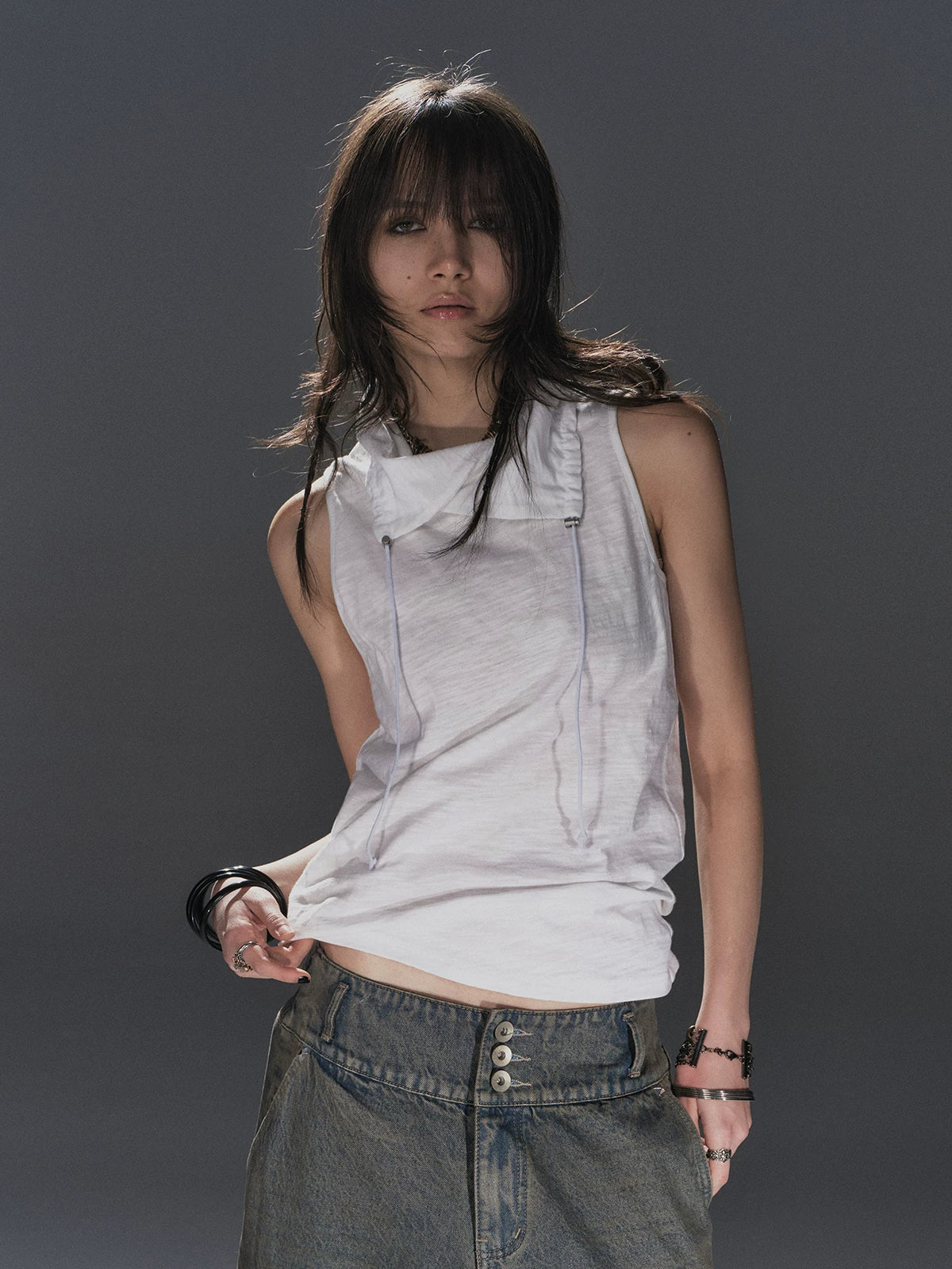 WearAndtear Drawstring Loose Sleeveless Vest Sling