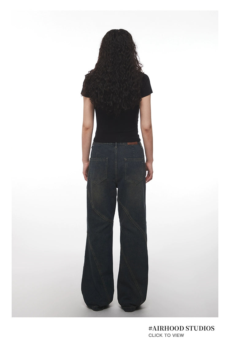 AIRHOOD Retro Simple Letter Print Pleated Tee