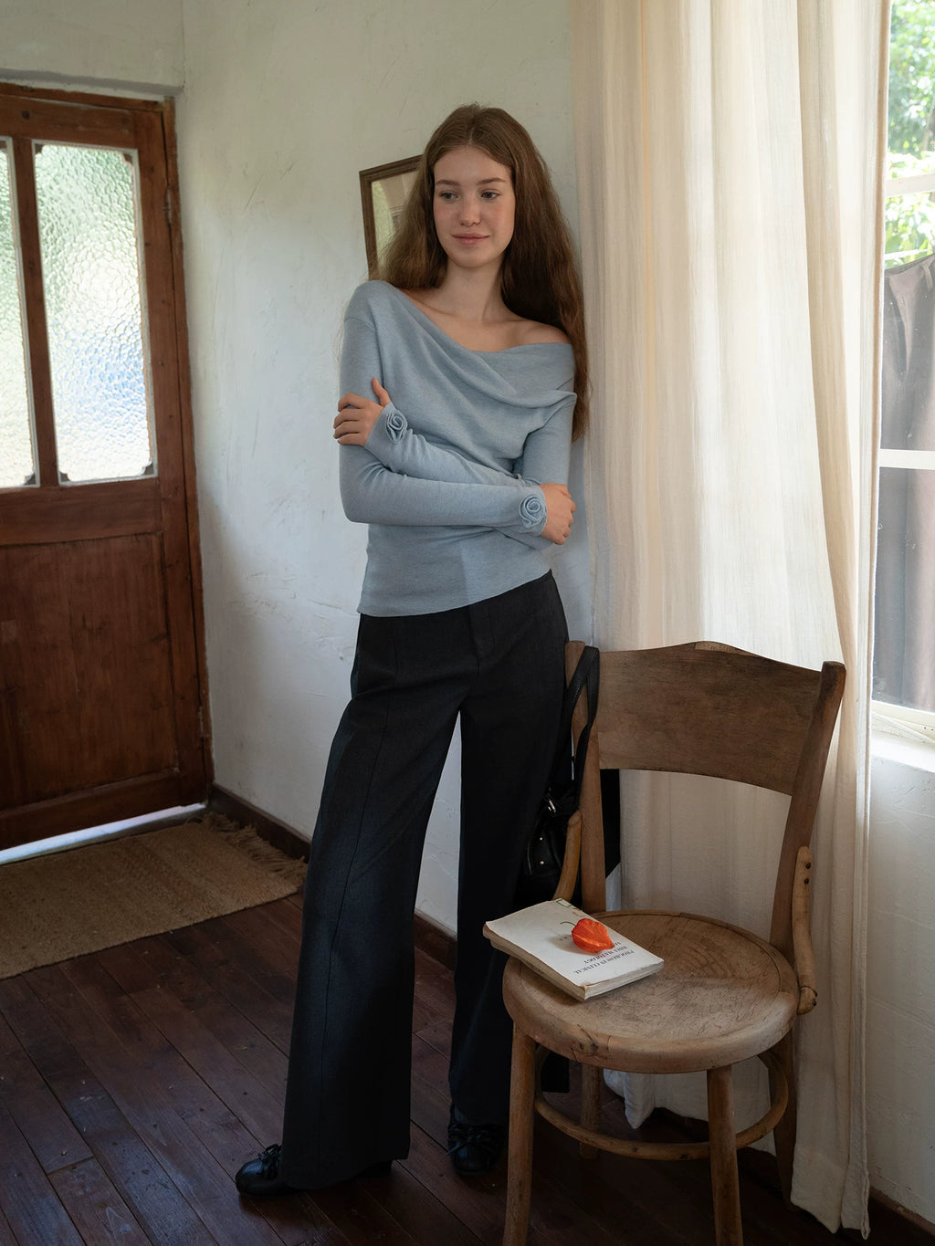 EGGKA Loose and Thin Straight-leg Suit Pants