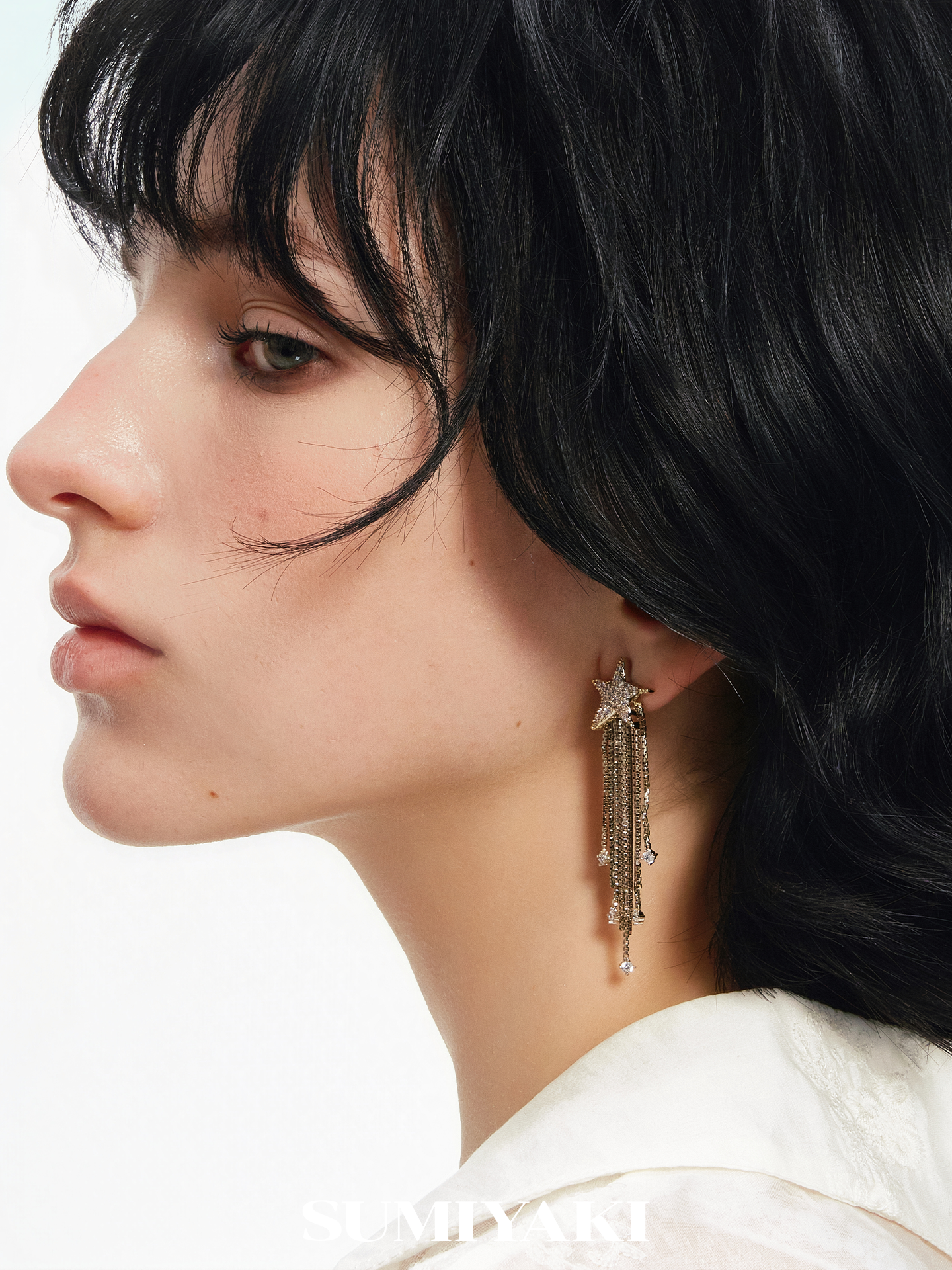 SUMIYAKI Burst Full Diamond Fringed Earrings