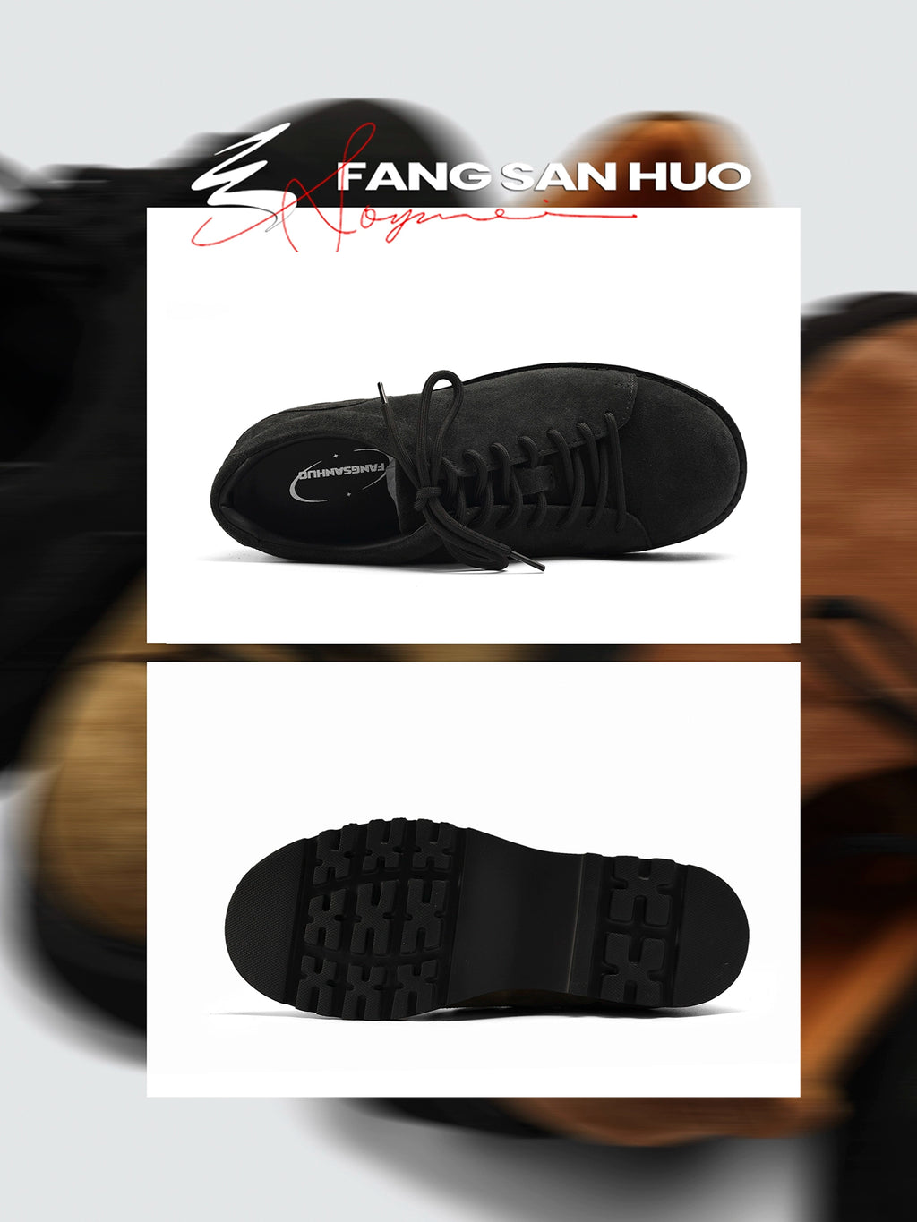 FANGSANHUO Anti-suede Thick-soled Vintage Cargo Round-toe Shoes
