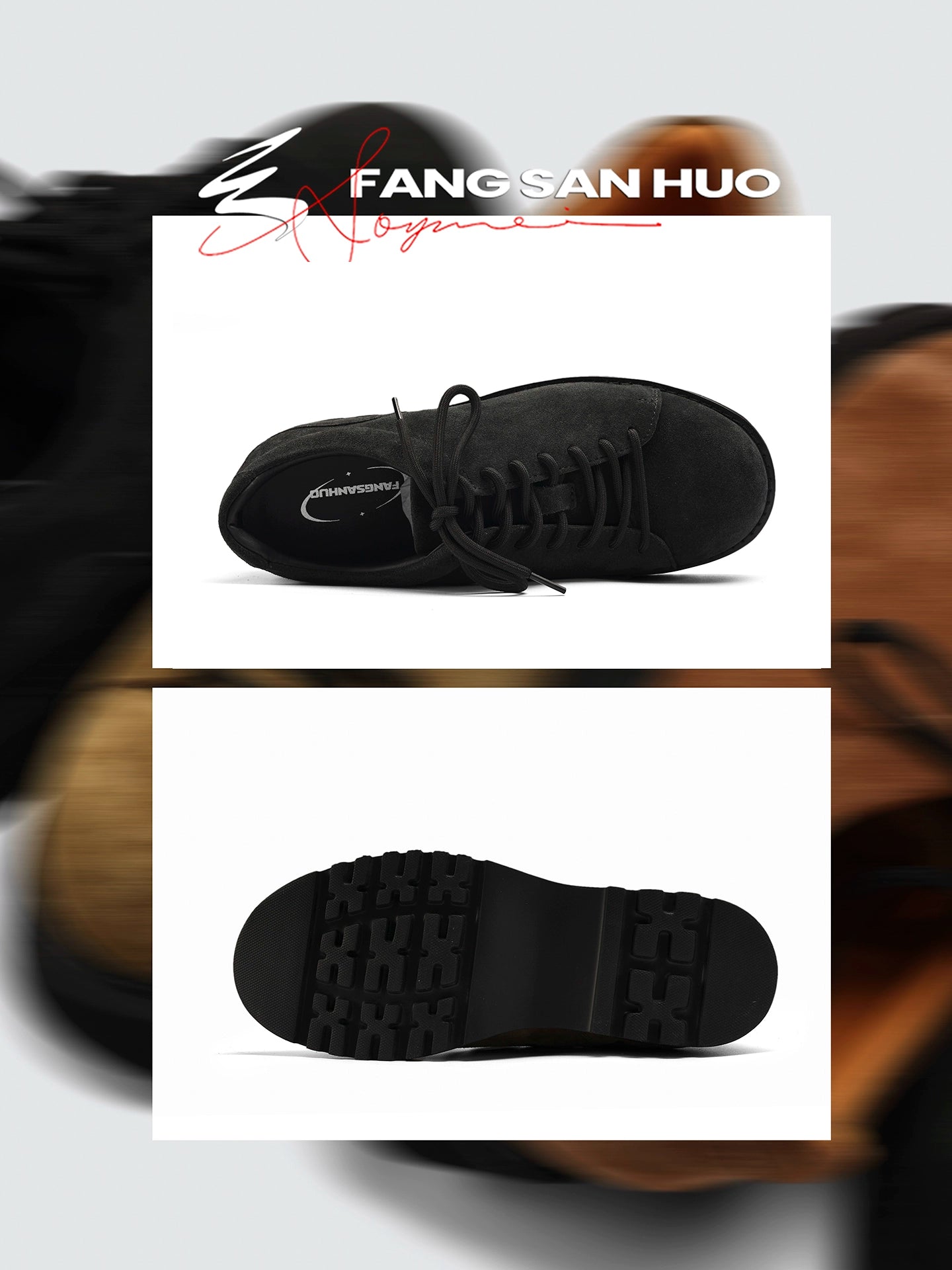 FANGSANHUO Anti-suede Thick-soled Vintage Cargo Round-toe Shoes