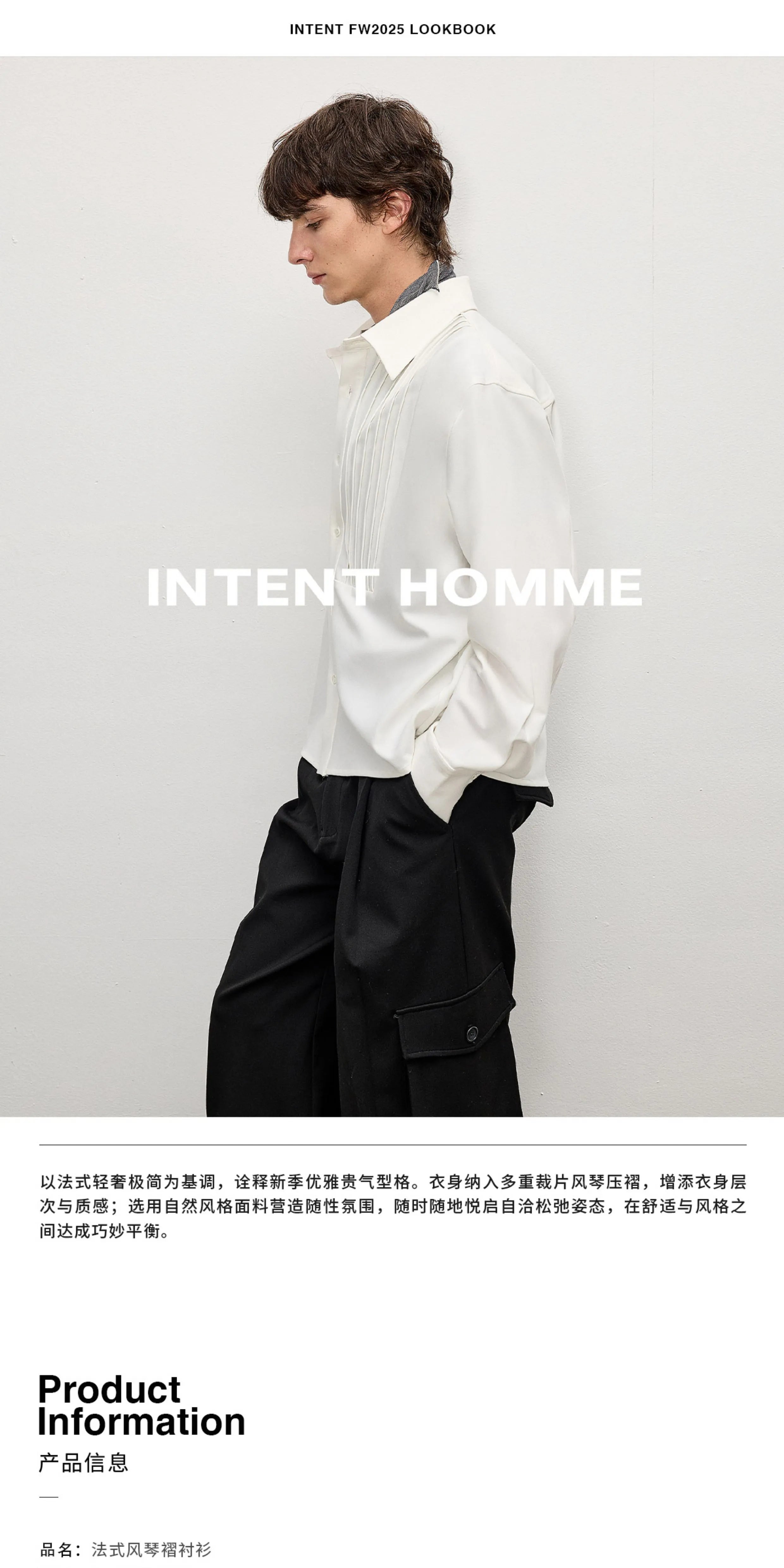 INTENT Minimal Anti-wrinkle Short Wide Lapel Long Sleeve